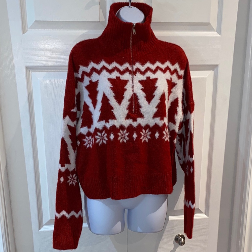 Jessica Simpson Holiday Women's Sweater Christmas Trees Snowflakes Size XL